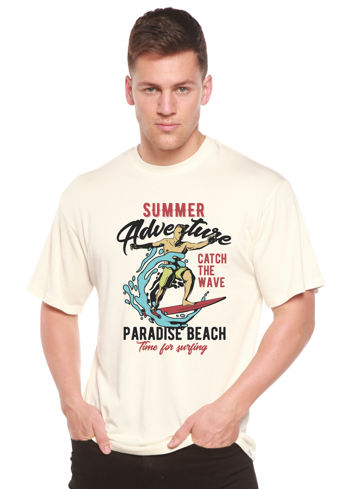 Catch The Wave Men's Bamboo Viscose/Organic Cotton Short Sleeve Graphic T-Shirt
