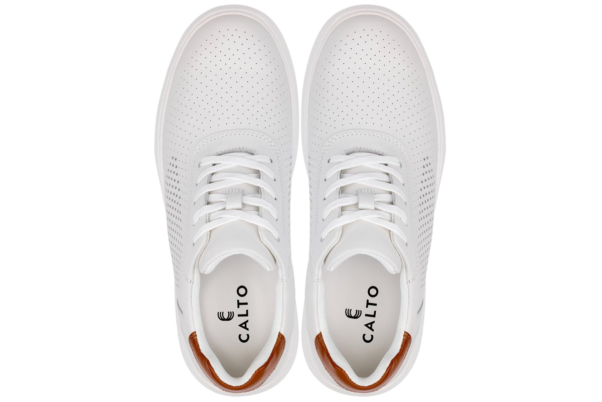CALTO - J1581 - 2.6 Inches Taller (White) - Lightweight Casual Walkers