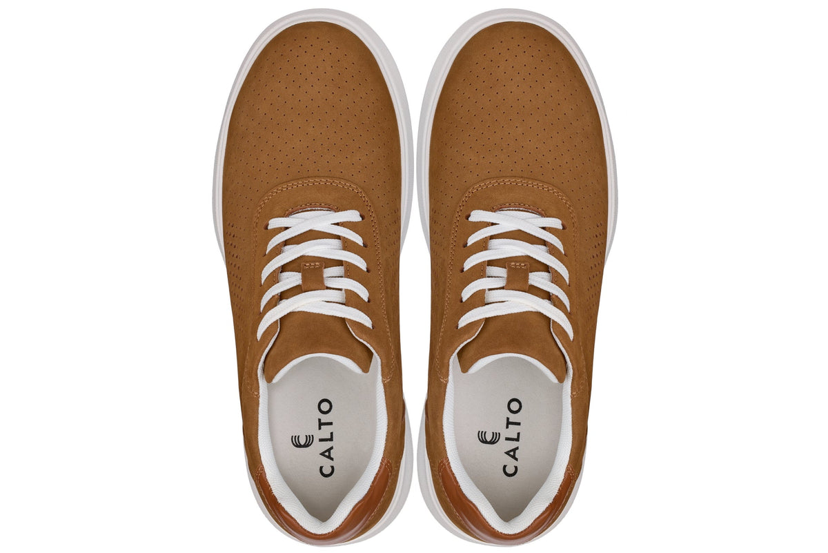 CALTO - J1583 - 2.6 Inches Taller (Brown) - Lightweight Casual Walkers