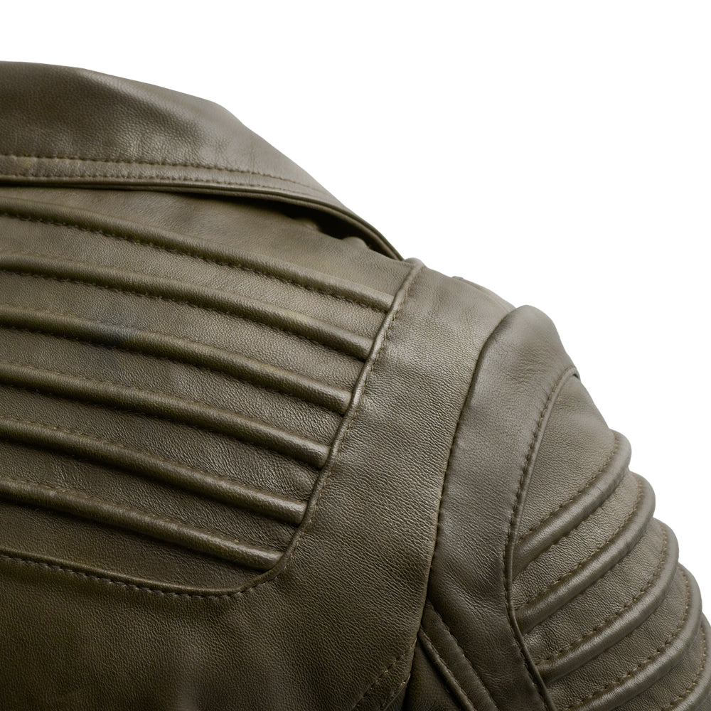 Queens Women's Fashion Leather Jacket, Army Green