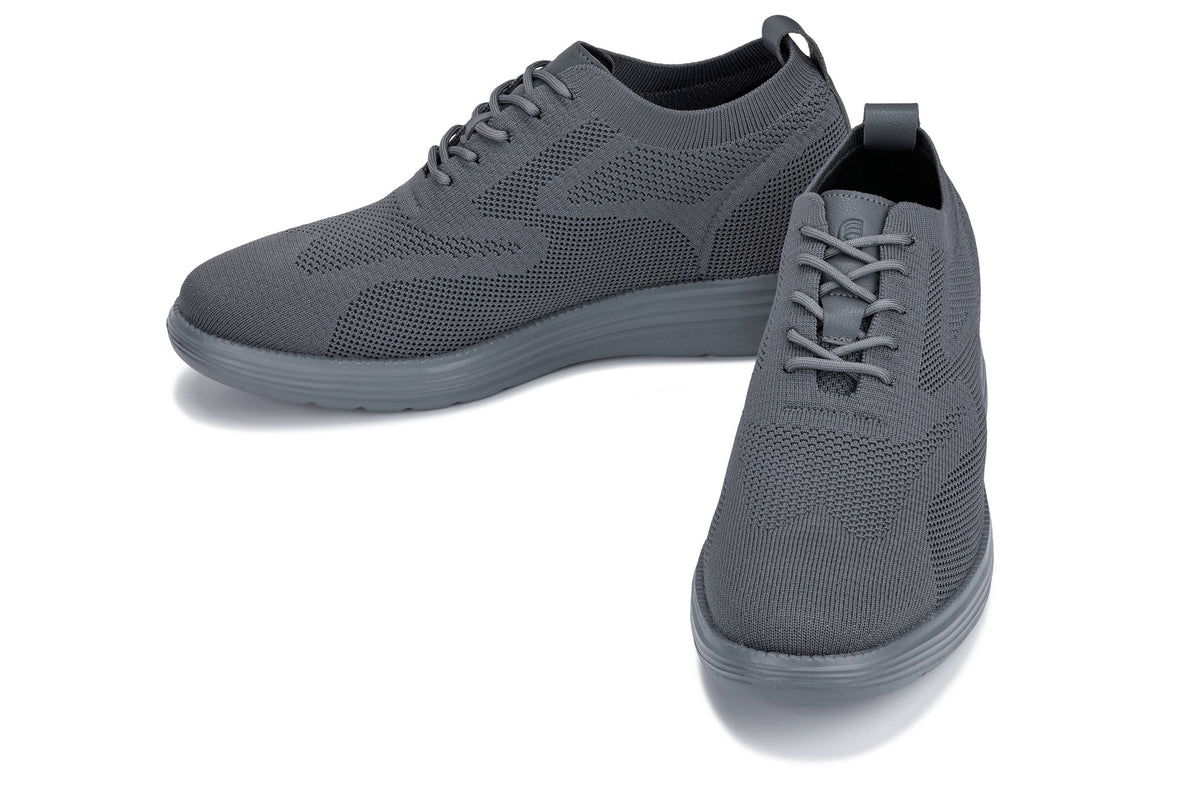 CALTO - X2641 - 2.8 Inches Taller (Iron/Dark Grey Sole) - Lace Up Casual Walker - Lightweight