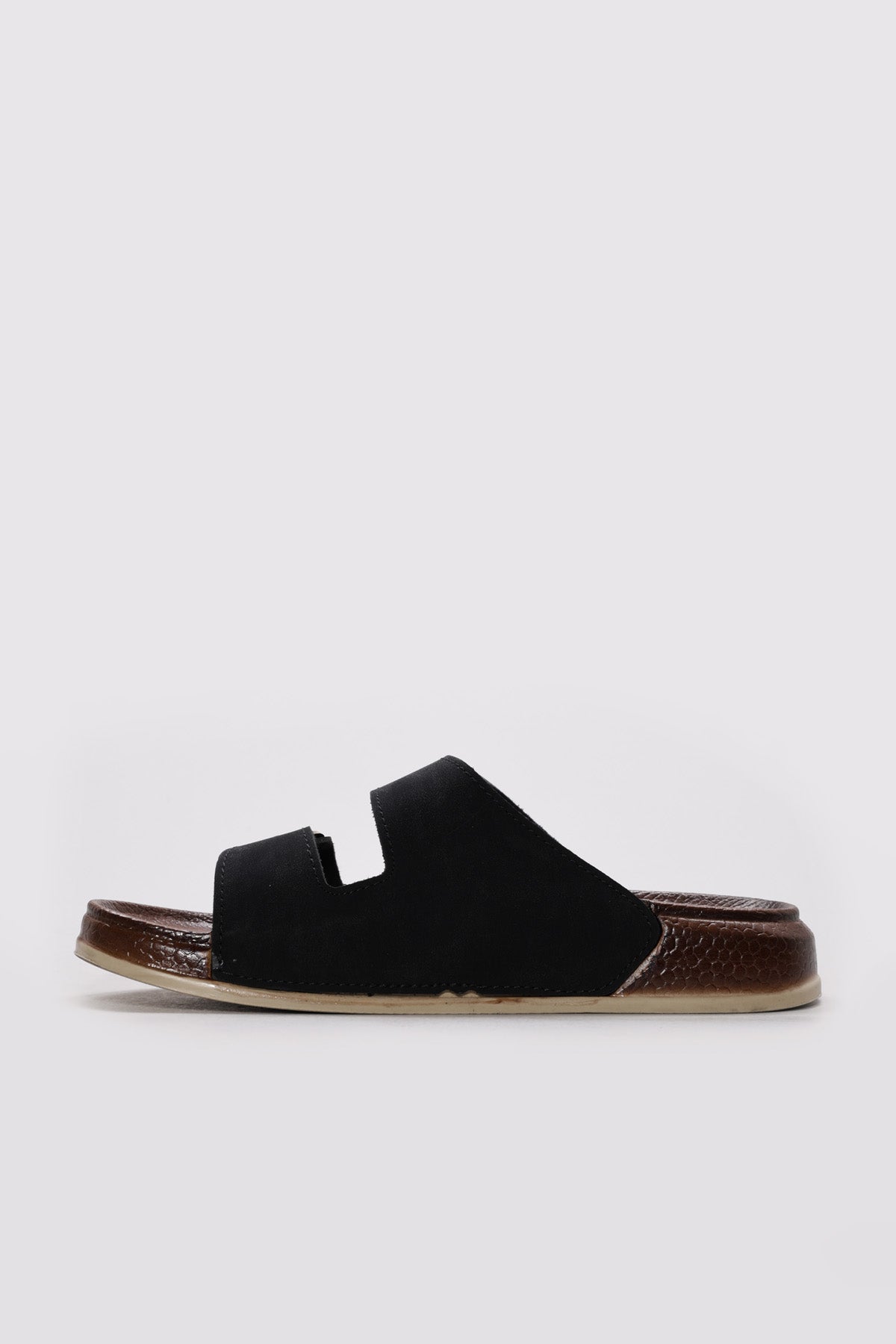 Black Twin-Strap Buckle Slide Sandals for Men | Wessi
