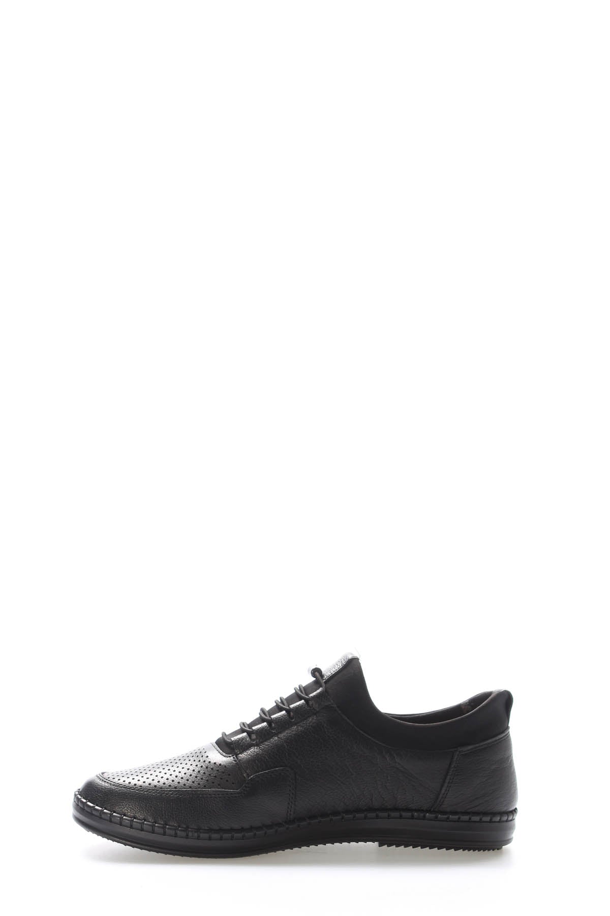 Black Perforated-Toe Leather Sneakers for Men | Wessi
