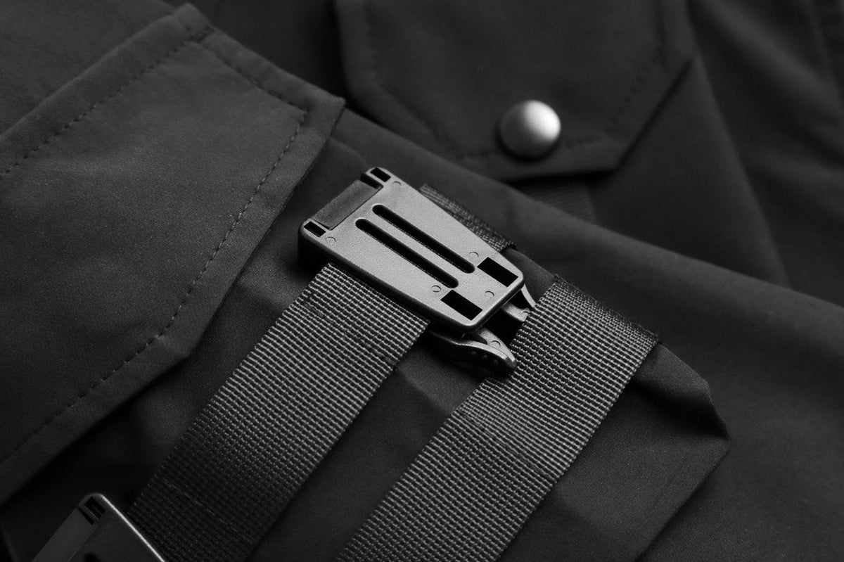 IBJ514 Black Techwear Functional Jacket