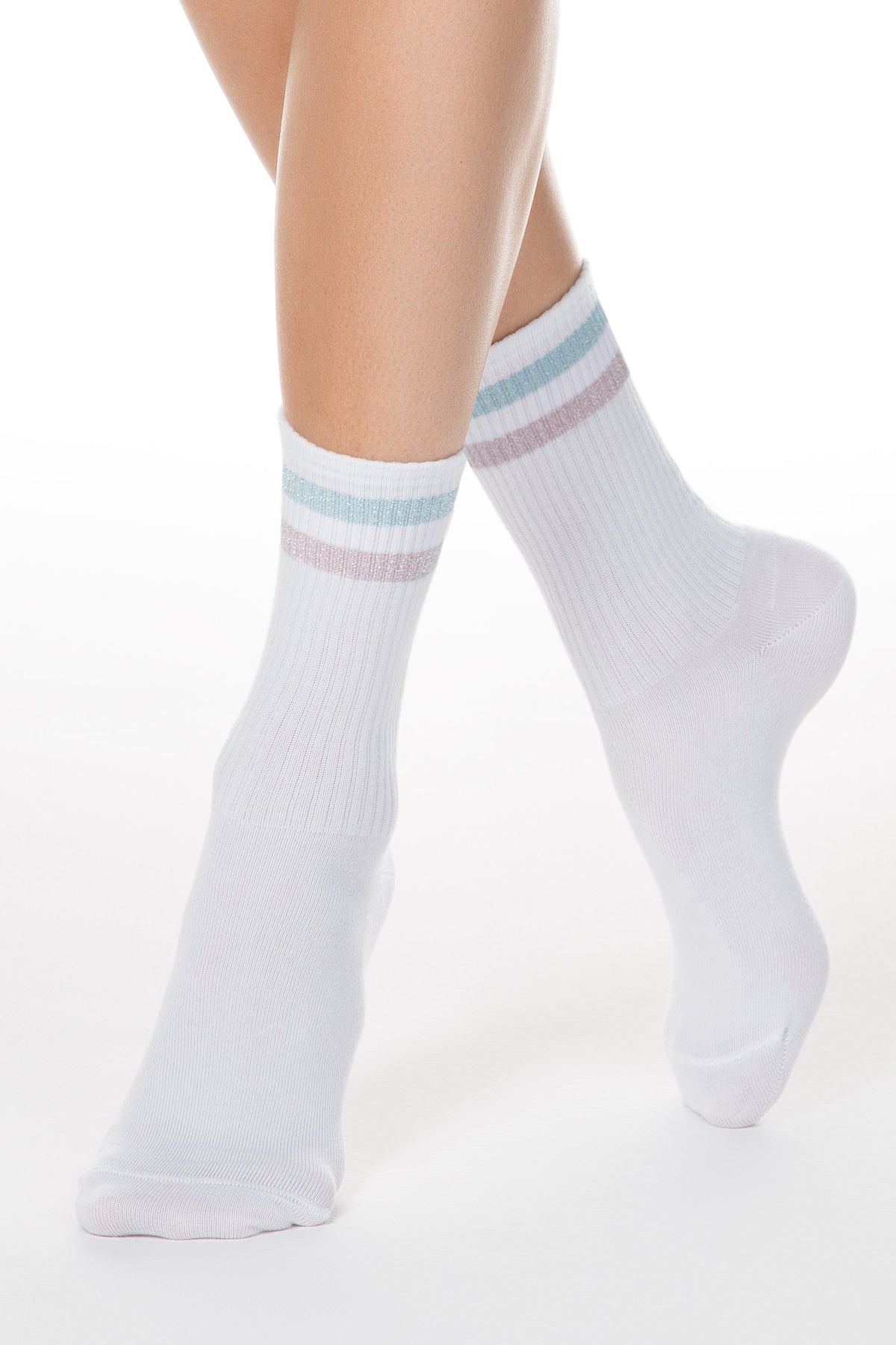 Conte Cotton Long Socks Active 157 - Lurex Stripes