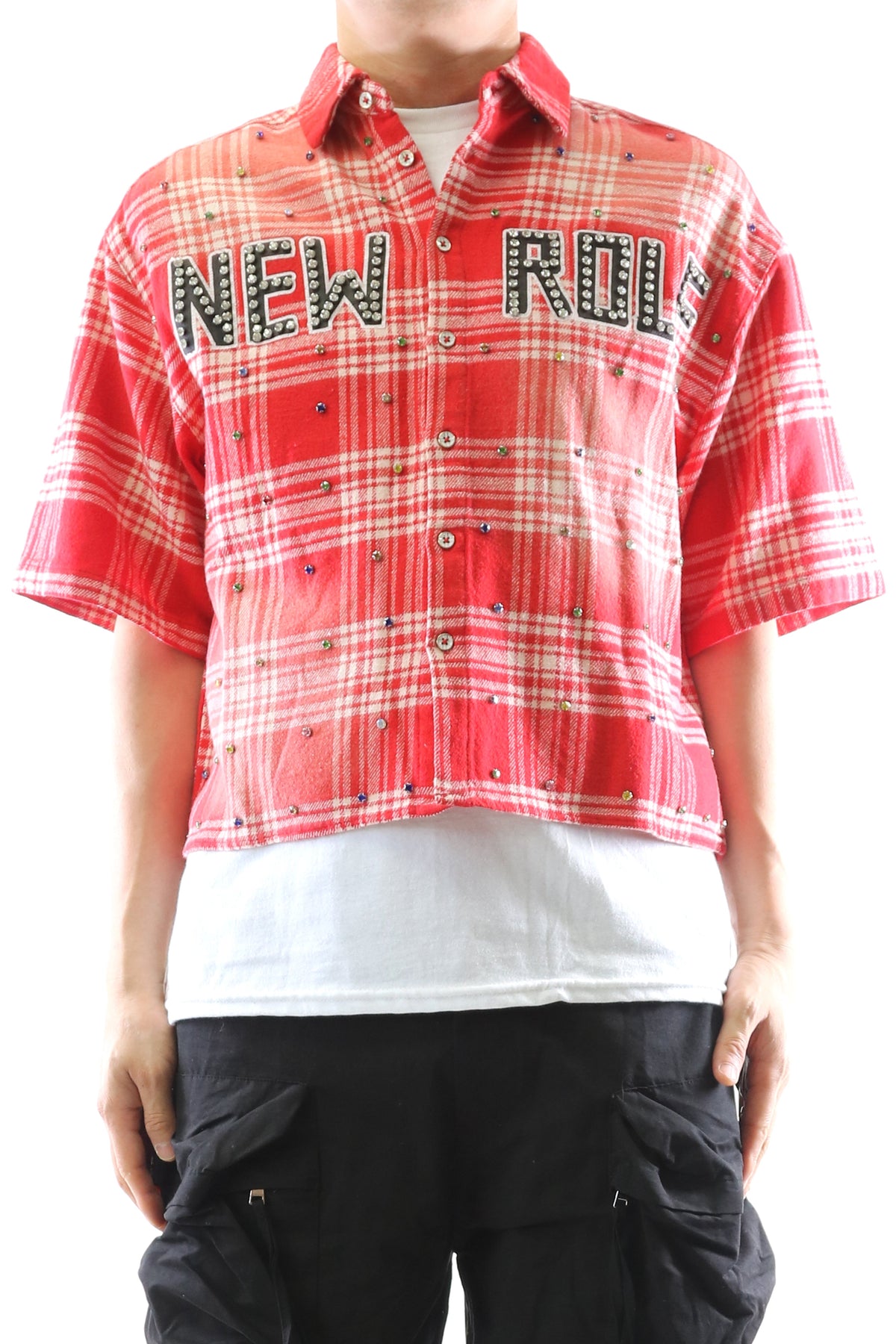 New Liade Washed Flannel Crop Top Button Down Shirt