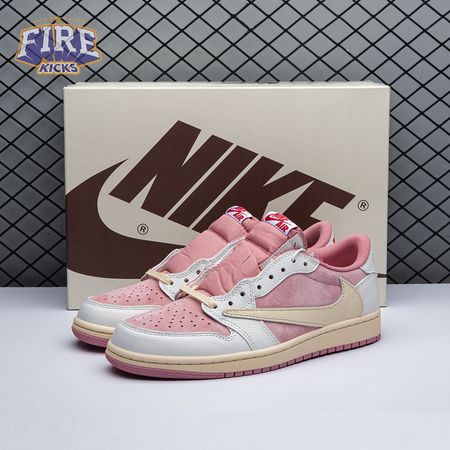Travis Scott x Air Jordan 1 Low OG Pink Beige Red DM7866-600 Unisex