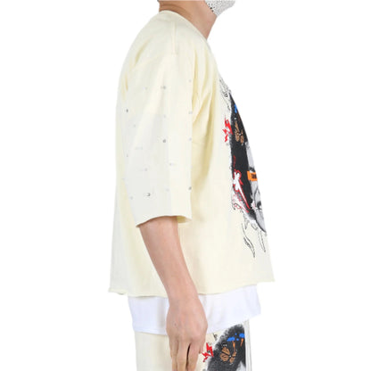 TOVAL SN/ Jersey 3/4 Sleeve Crop Top Tee