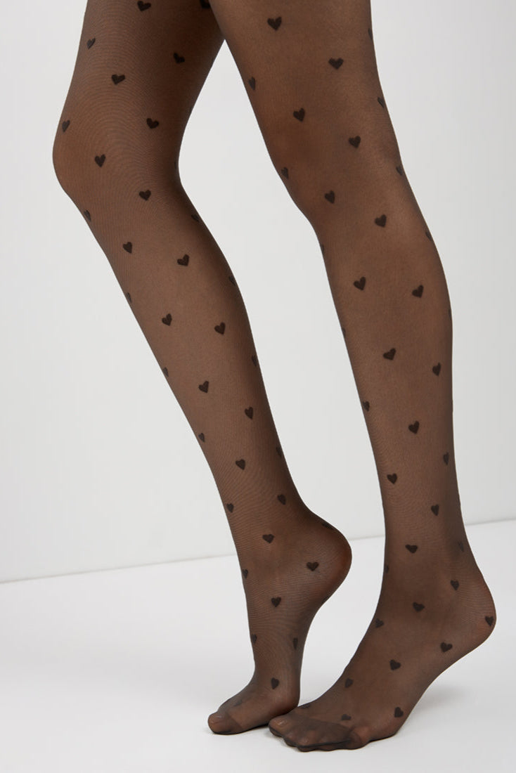Fantasy Tights Conte Bonheur - Hearts Pattern