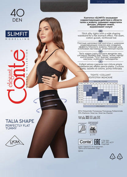 Tights Conte Slimfit 40 Den - Wide Shaping Belt
