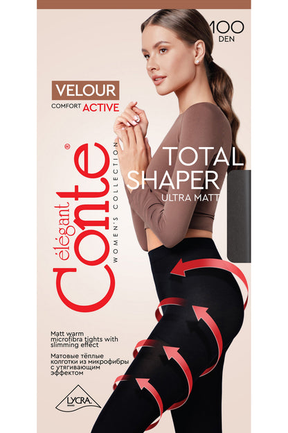 Tights Conte Velour Active 100 Den - Matte Support &amp; Compression