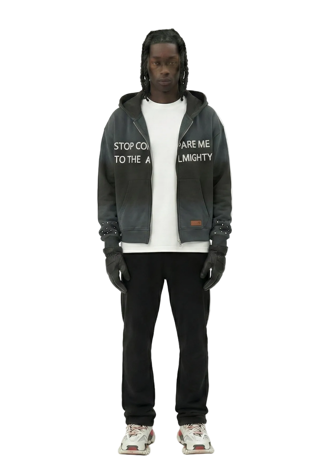 GLENN French Terry Long Sleeve Crop Top Full Zip Hoodie