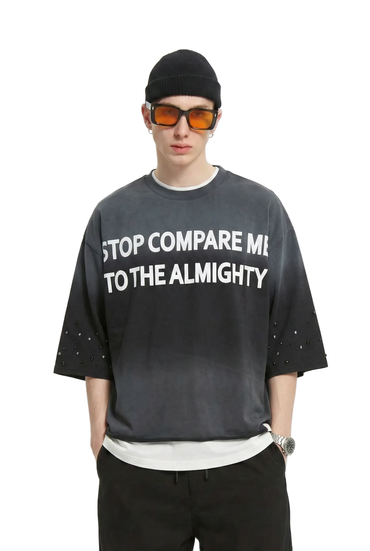GLENN S/N Jersey 3/4 Sleeve Crop top Tee