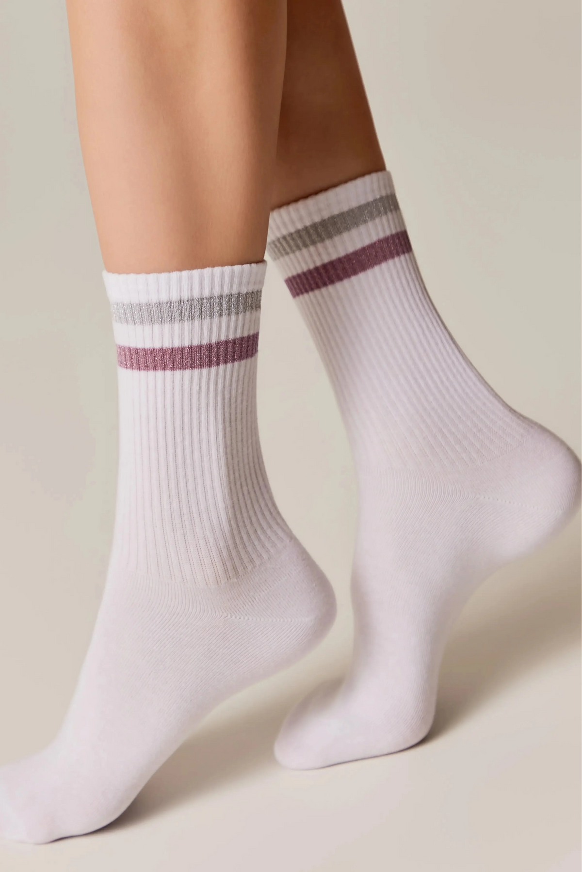 Conte Cotton Long Socks Active 157 - Lurex Stripes