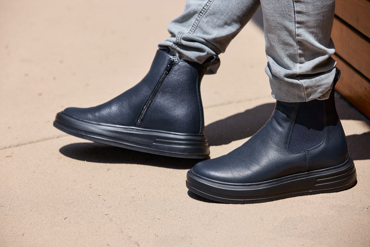 CALTO - J24812 - 3 Inches Taller (Ultramarine Blue) - Lightweight Pebble Nappa Chelsea Zipper Boots
