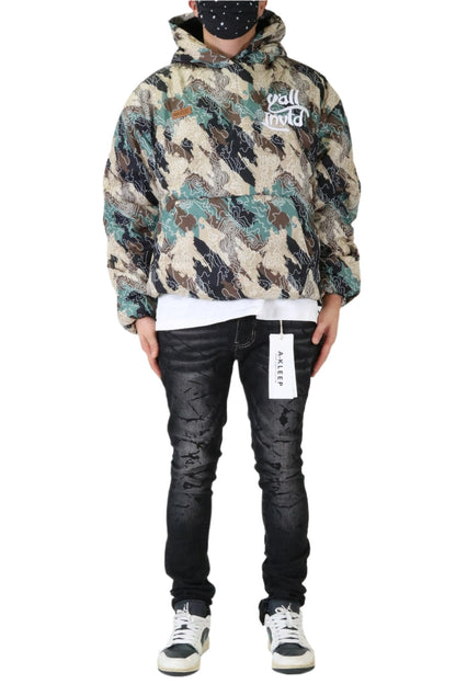 KAMI Padded Crop Style Nylon Pullover Jacket