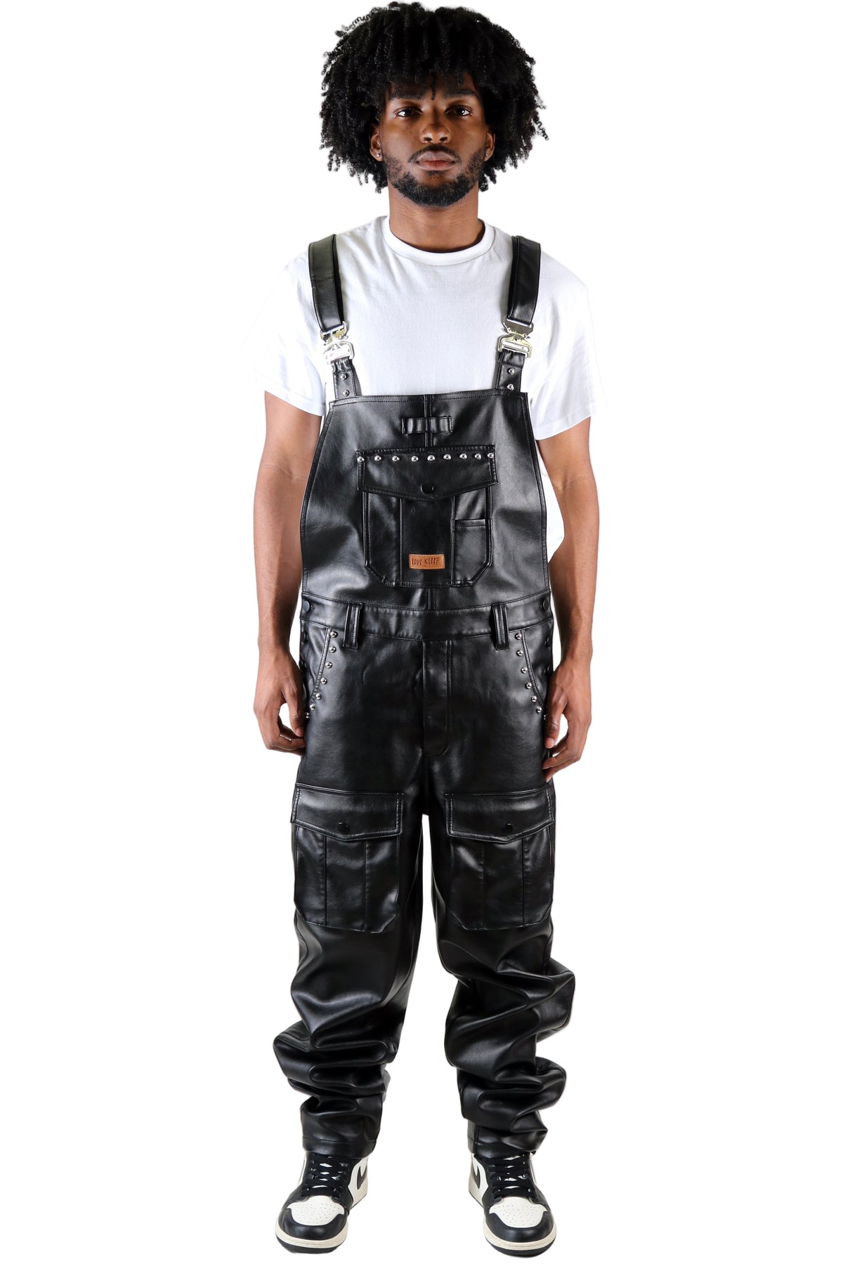 DRAKON Fine Faux Leather Overall Pants