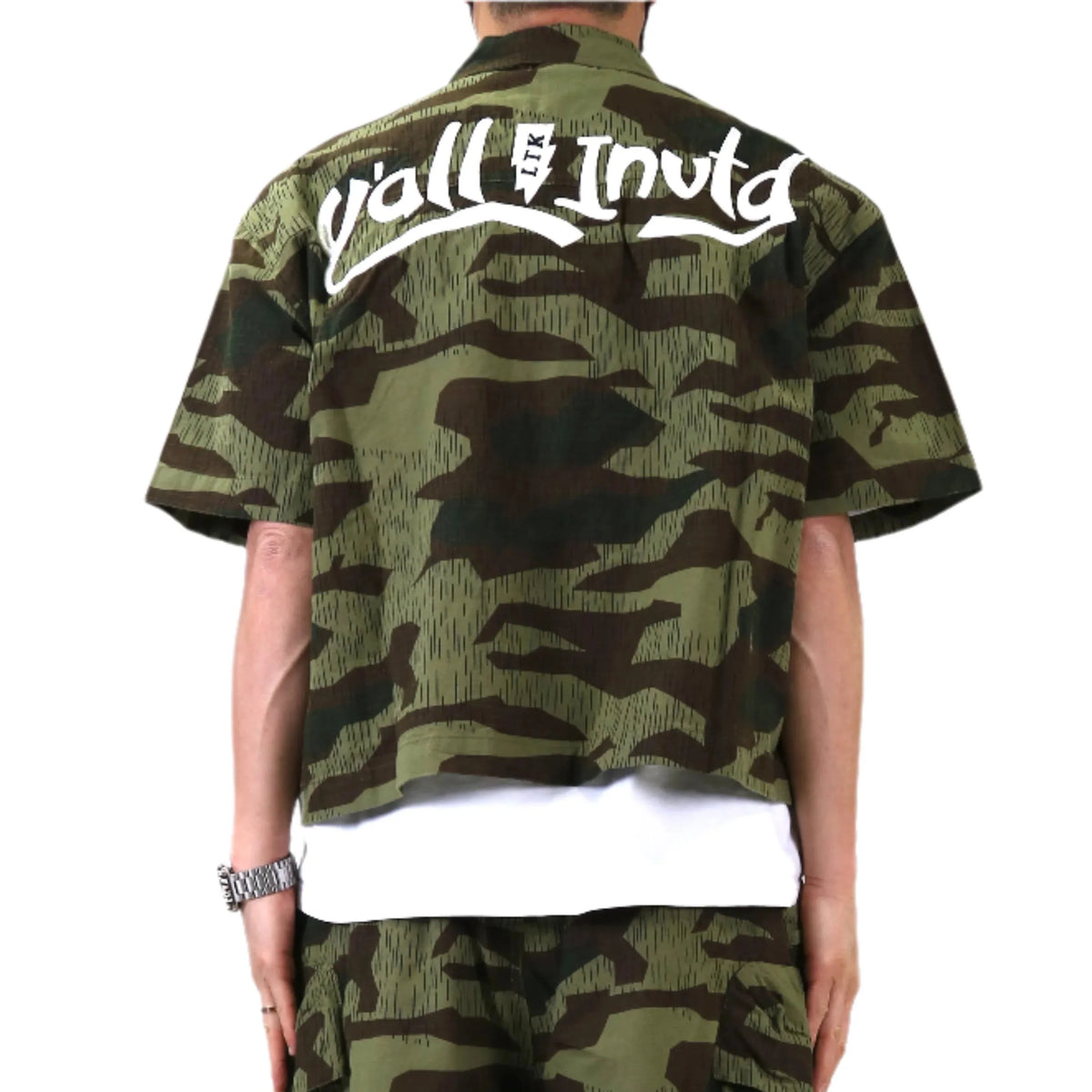 EFFEST Fine Ripstop Twill Boxy Cut Crop Top Short sleeve Buttondown Shirt