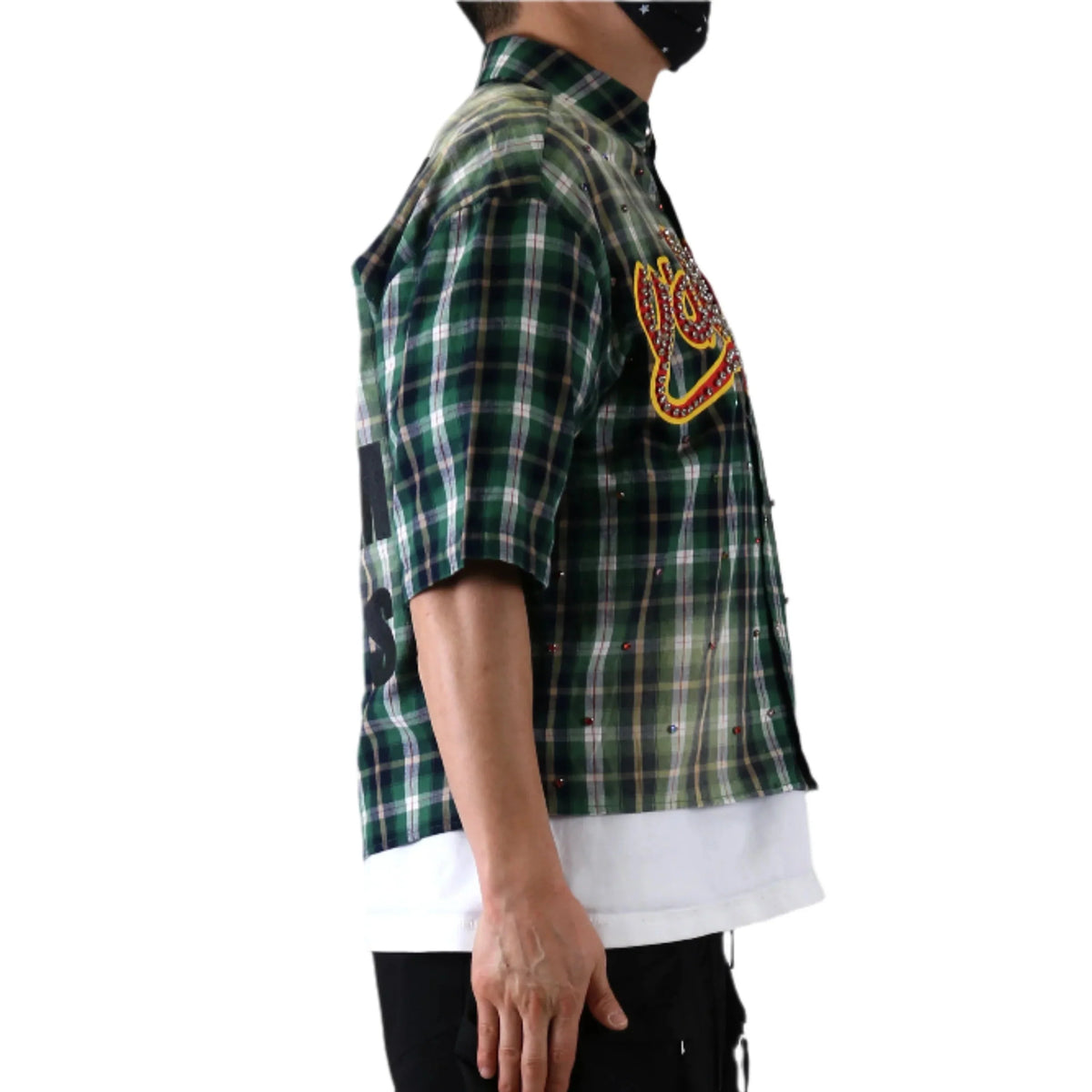 RAZE Washed Flannel Crop Top Button Down Shirt