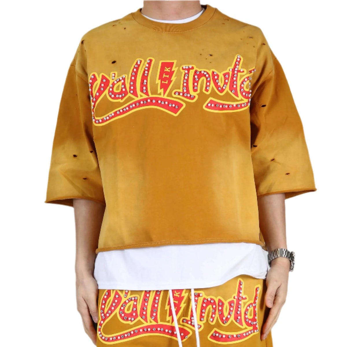 PECU S/N Jersey 3/4 Sleeve Crop Top Tee