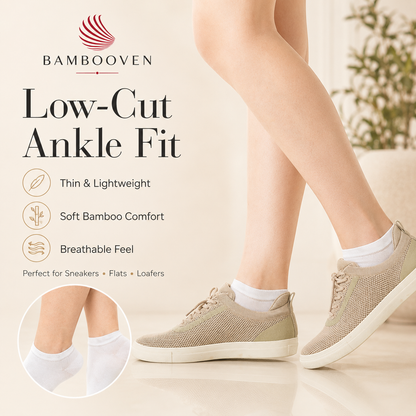 Women’s Bamboo Ankle Socks 6-Pack, White, Blush &amp; Black