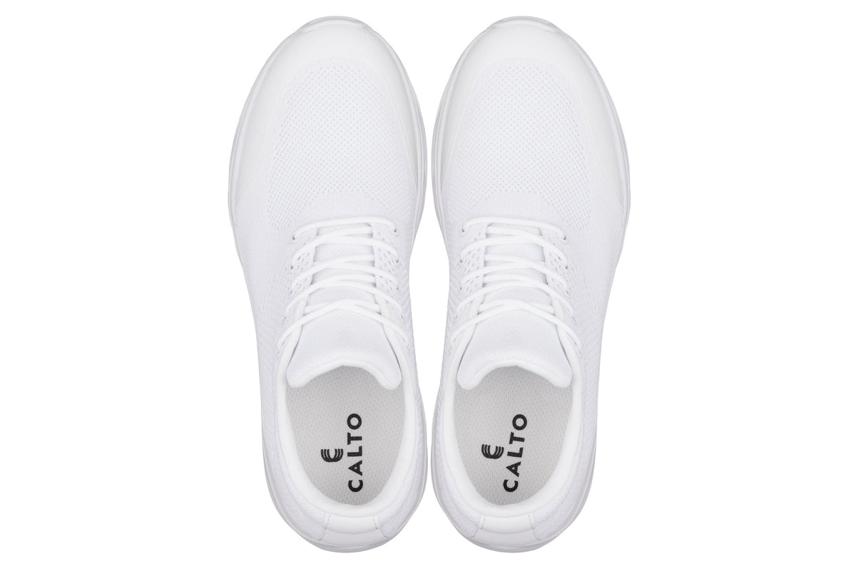 CALTO - X2691 - 2.8 Inches Taller (White/White Sole) - Lightweight Sporty Sneakers