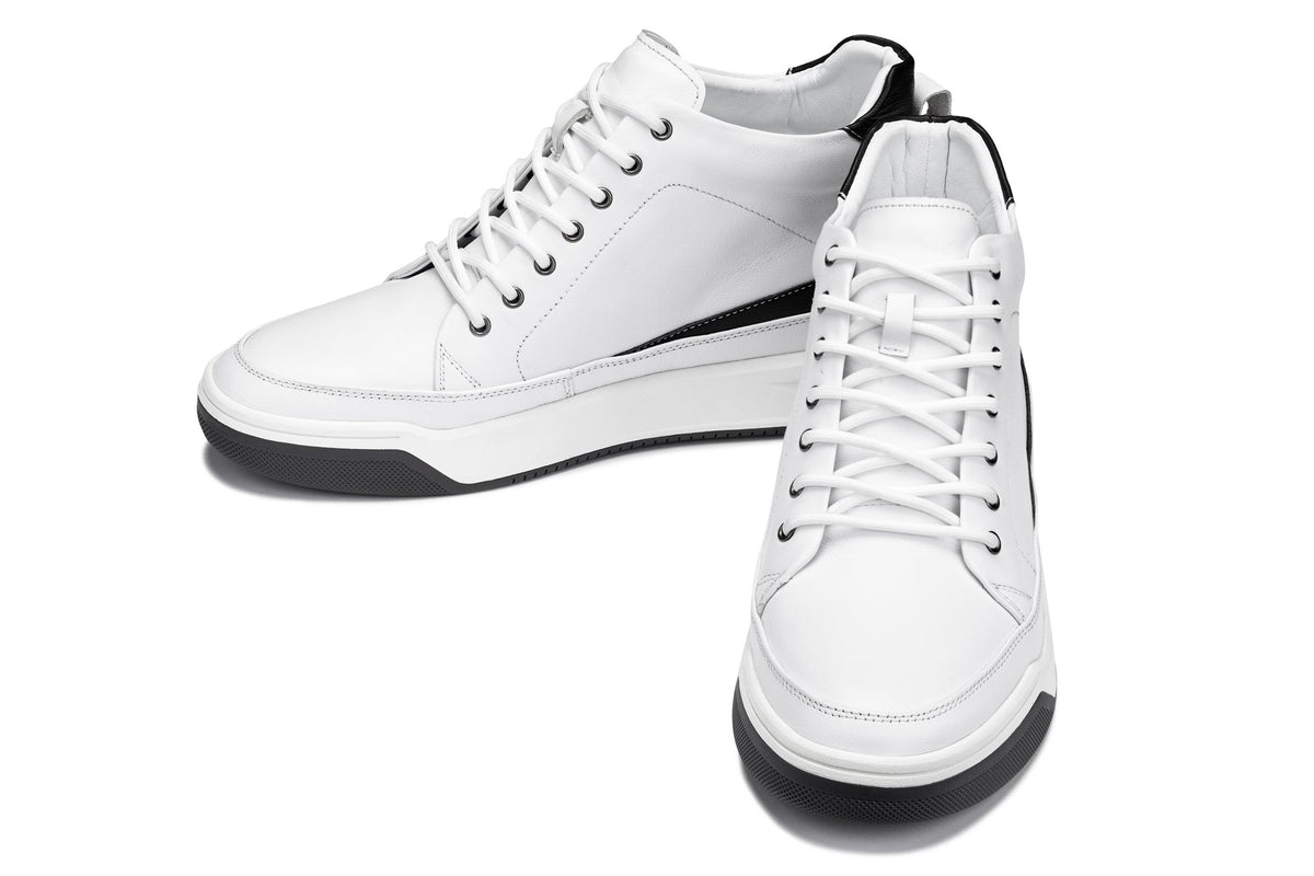 CALTO - Y7151 - 2.6 Inches Taller (Off-White) - Leather Ankle Top Sneak-Boot
