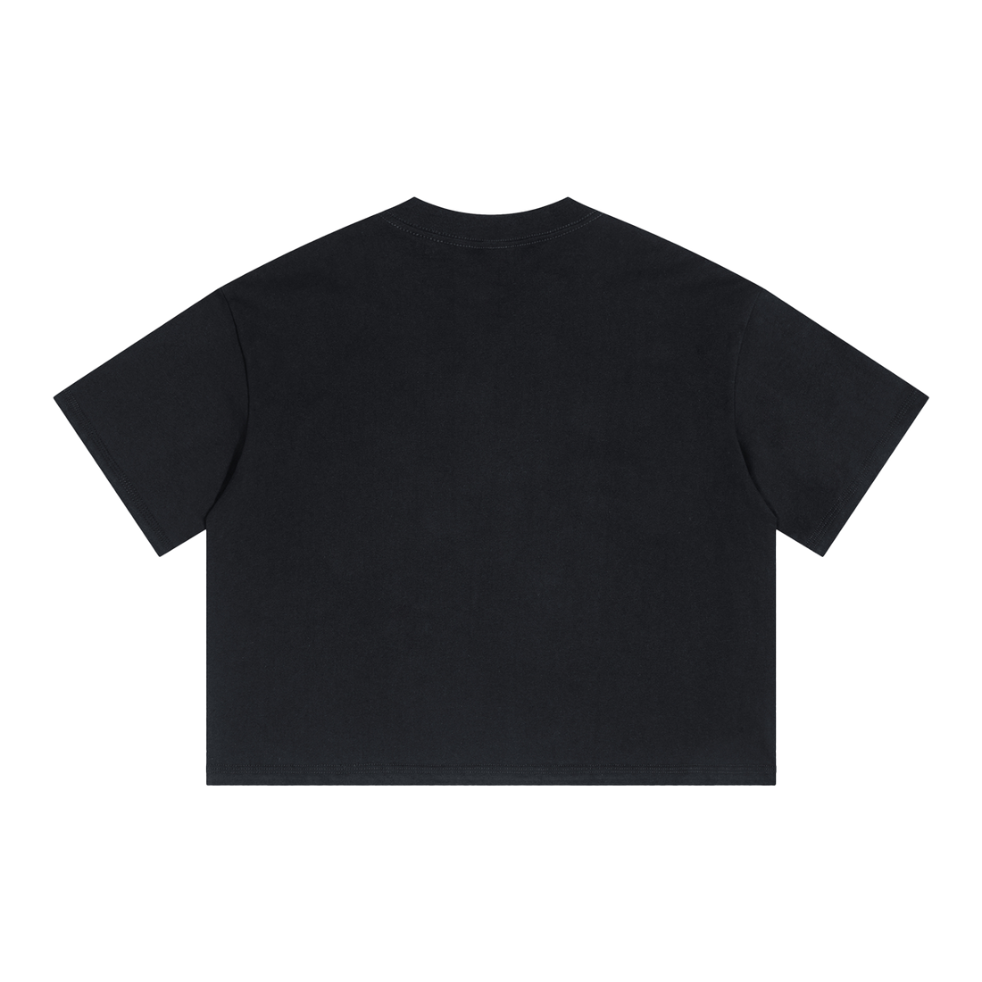 Alone Streetwear Tee Cropped Boxy T-Shirt Y2K 250GSM Summer Black Short Sleeve Crew Neck