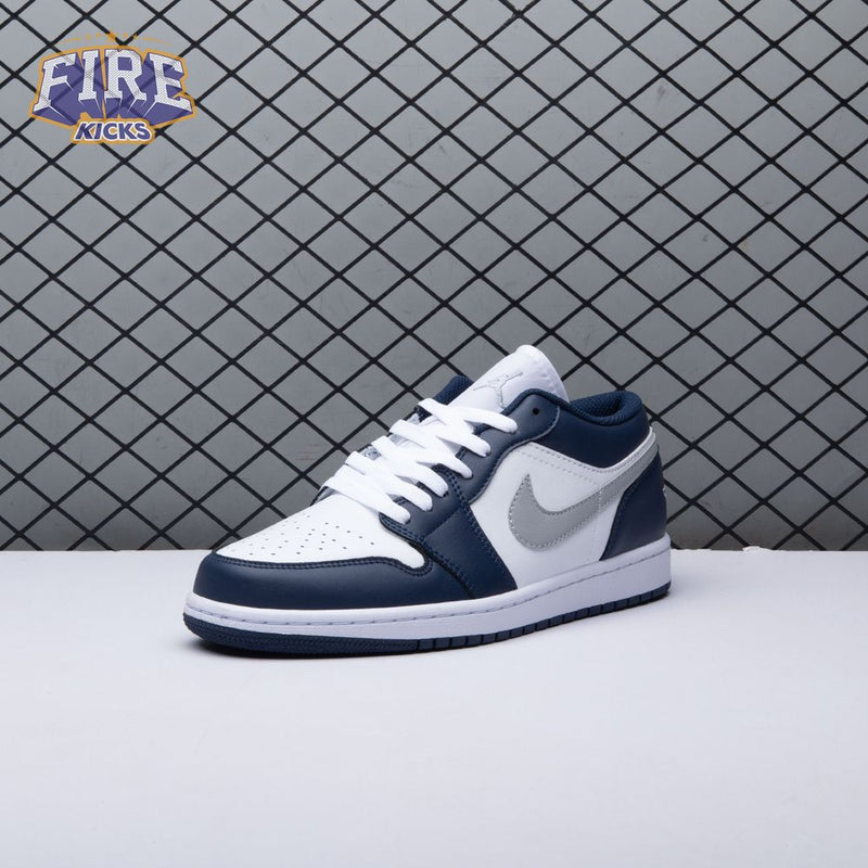 Jordan 1 Low Wolf Grey Midnight Navy 553558-141 Unisex