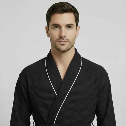 Premium Waffle Piping Robe for Men