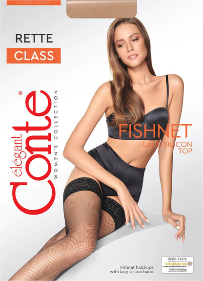 Stockings Conte Class Rette Micro - Fishnet Silicon-Top Thigh High Stay Ups