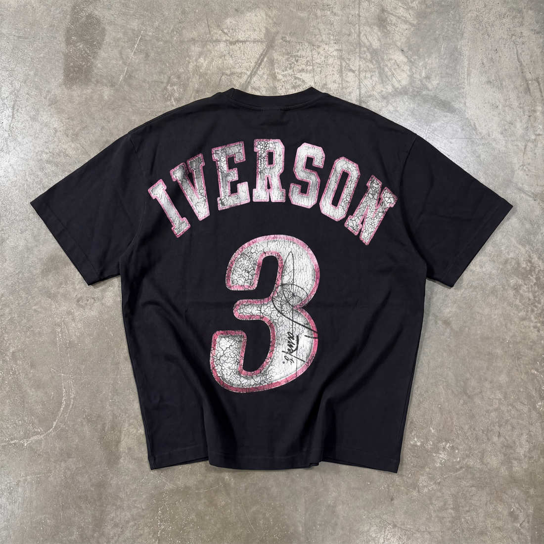 Basketball Black Tee Regular Fit Streetwear 76ers Unisex AI Iverson Short Sleeve 220GSM