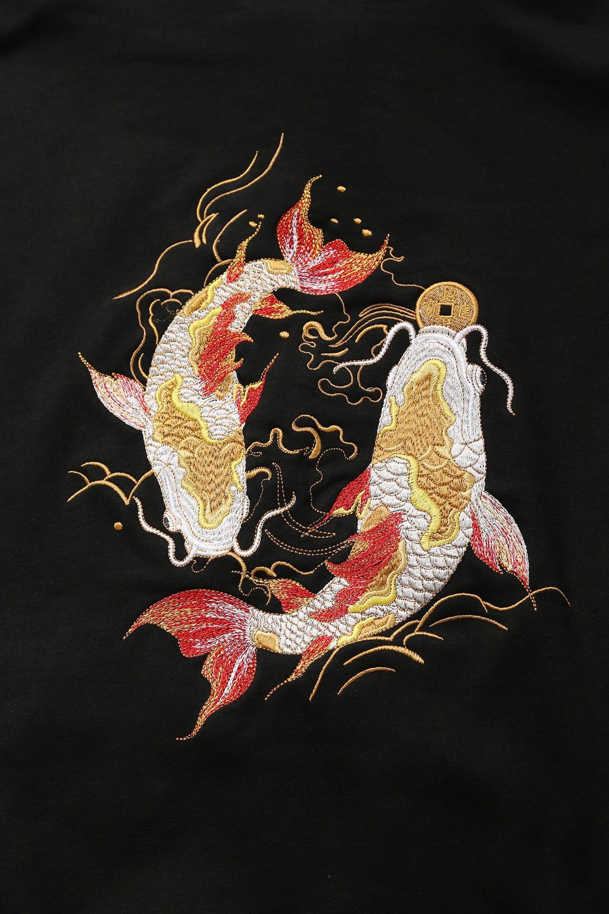 KH9013 Golden Koi Fish Embroidery Hoodie