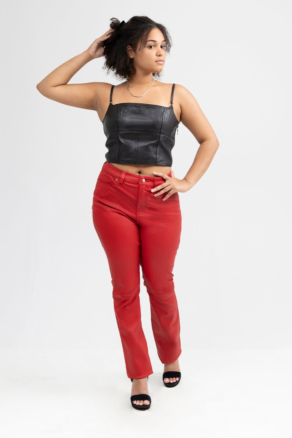 Mely Fashion Leather Crop Top