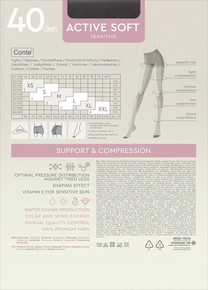 Tights Conte Active Soft 40 Den - Shaping Support with Vitamin E