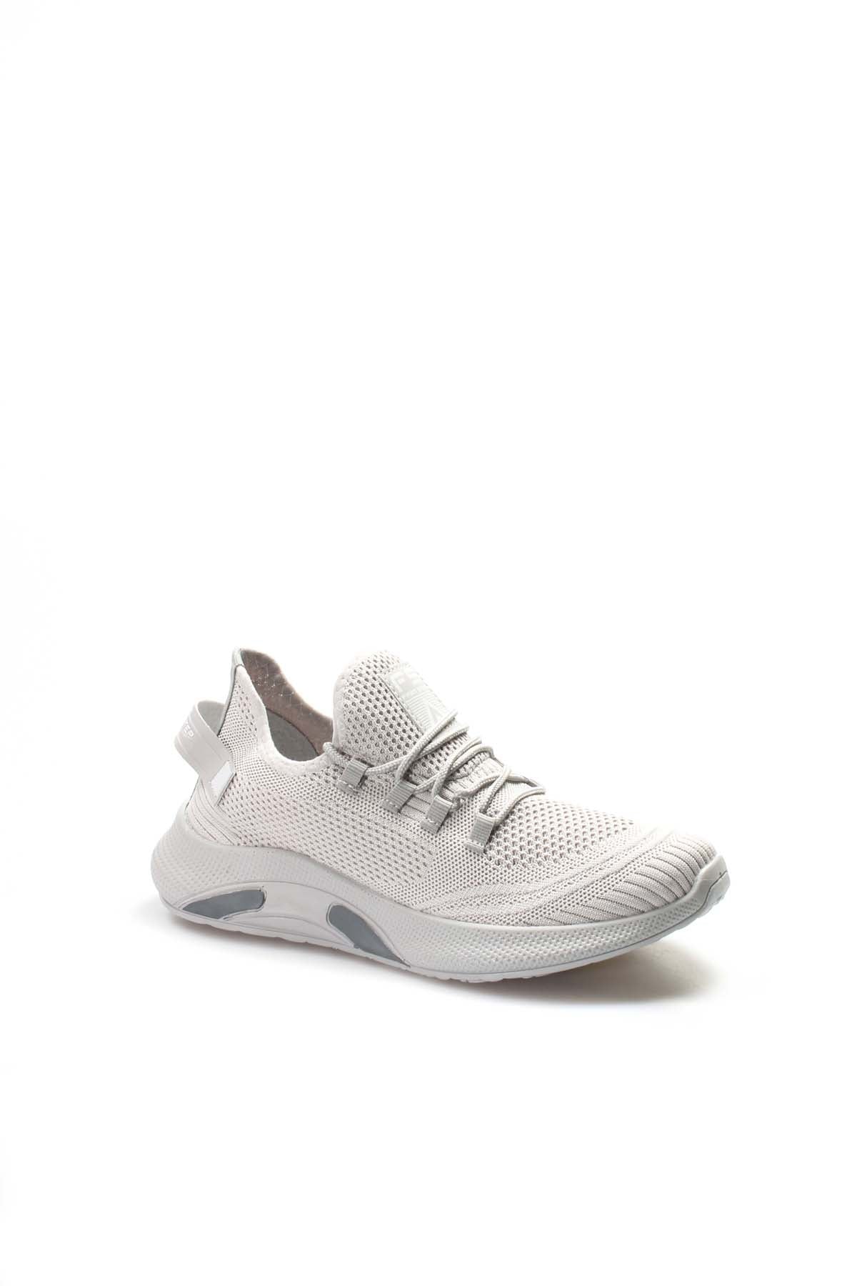 Men's Light Gray Knit Sneakers with Cushioned Sole - Wessi